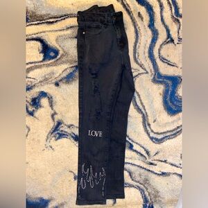 distressed denim jeans